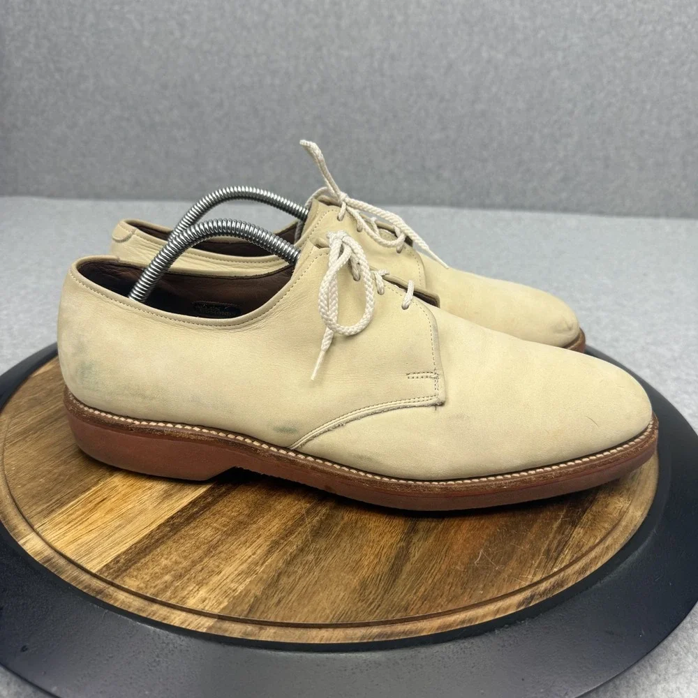 Allen Edmonds Orlean Derby Dress Shoes Beige Round Toe Men's 9.5 EEE WIDE